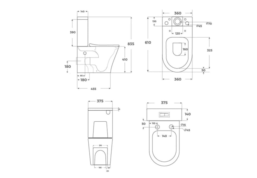 Inodoro compacto Bolonia Fossil Natura croquis 6