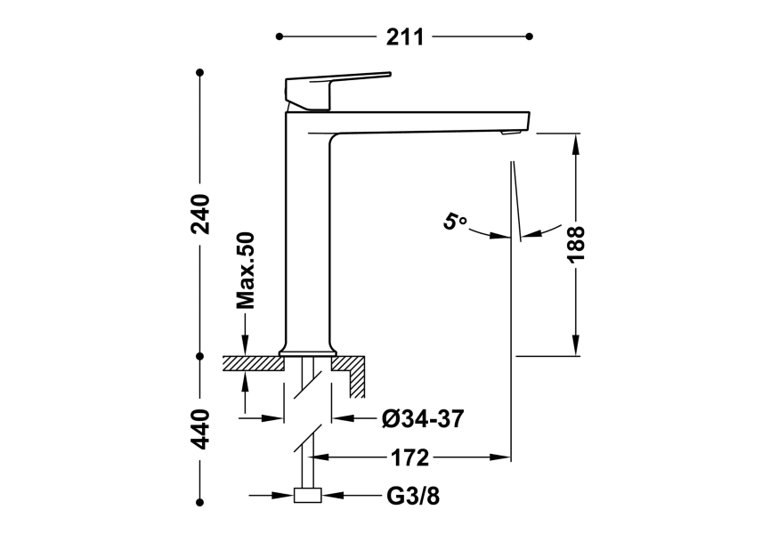 Grifo de lavabo Project Tres croquis 12