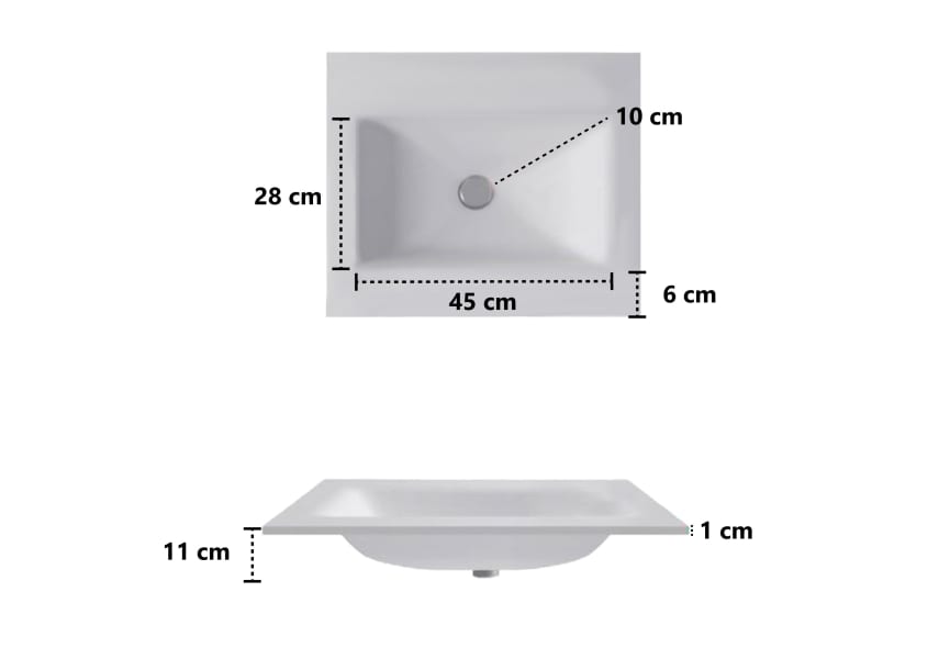 Lavabo encastrado Italia Bruntec croquis 2