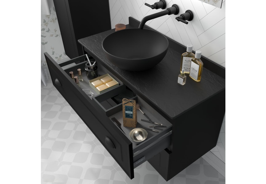 Mueble de baño con encimera de madera Renoir vintage clásico Salgar detalle 7