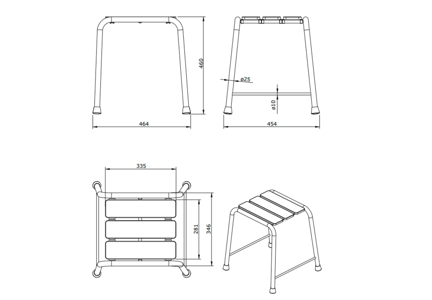 Asiento de ducha New Wccare PMR de Unisan croquis 1