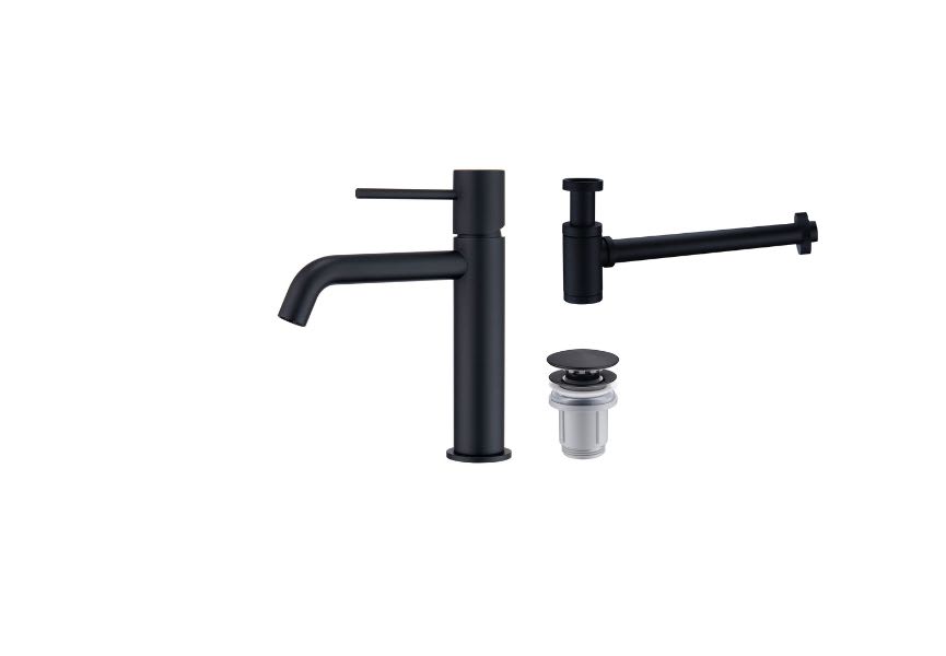 Pack Grifo de lavabo Monza + Válvula click-clack + Sifón visto redondo de Imex principal 1