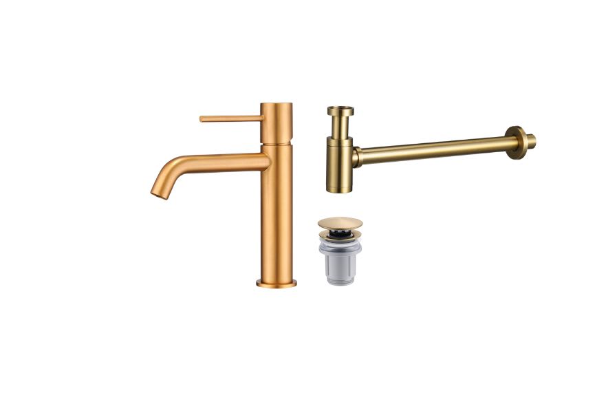 Pack Grifo de lavabo Monza + Válvula click-clack + Sifón visto redondo de Imex principal 2