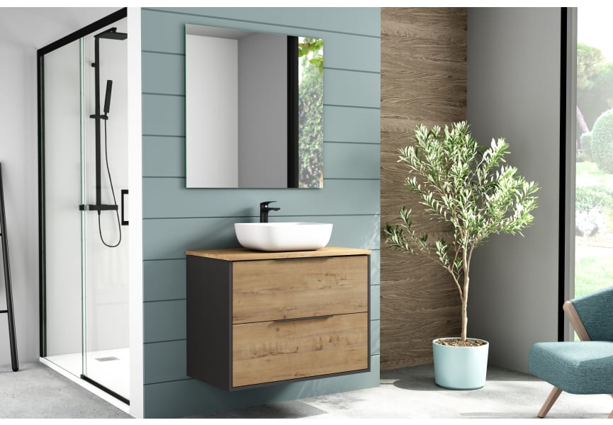 Mueble de baño con encimera de madera Duox Bruntec principal 1