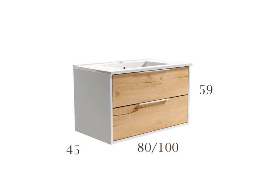 Mueble de baño con encimera de madera Duox Bruntec croquis 3