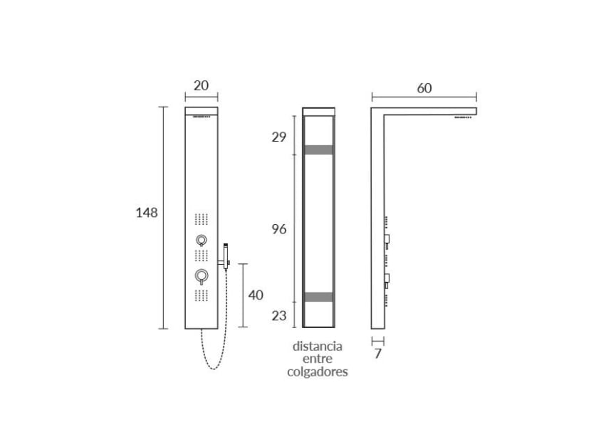 Columna de ducha hidromasaje Mizu Sagobar croquis 1