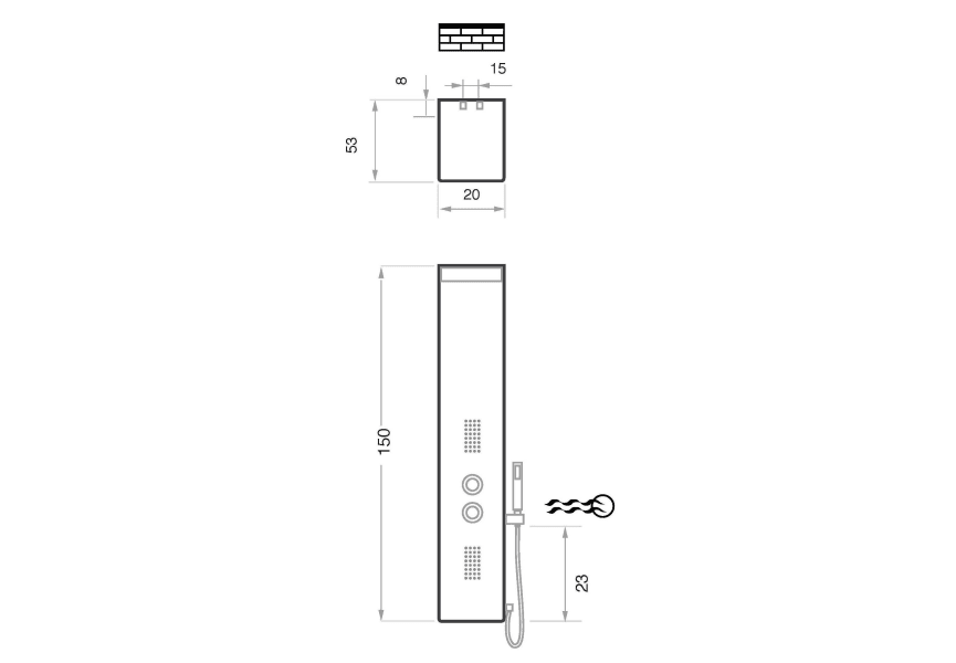 Columna de ducha hidromasaje Essence de Oasis croquis 4