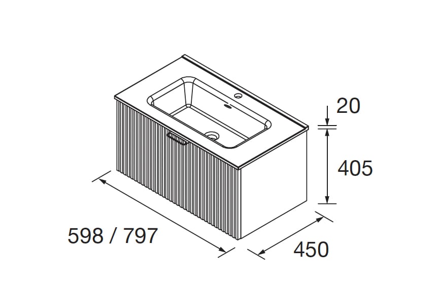 Conjunto mueble de baño Biba Salgar croquis 4