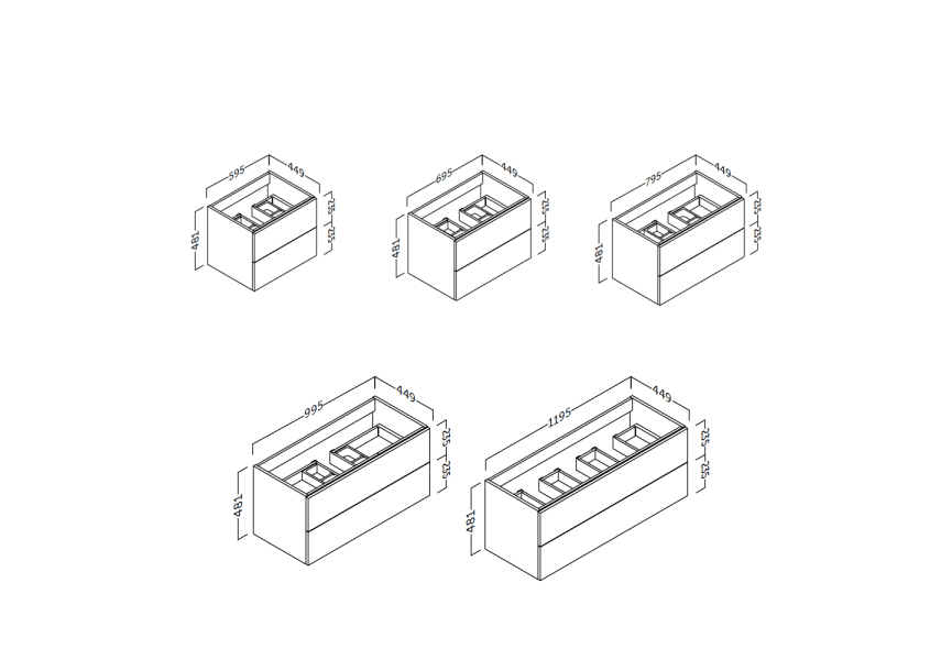 Mueble de baño Landes Coycama croquis 5