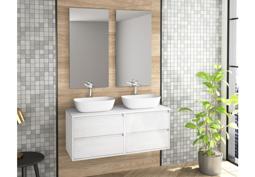 Mueble de baño Roma 120 cm 4 cajones con tapa de madera de Bruntec