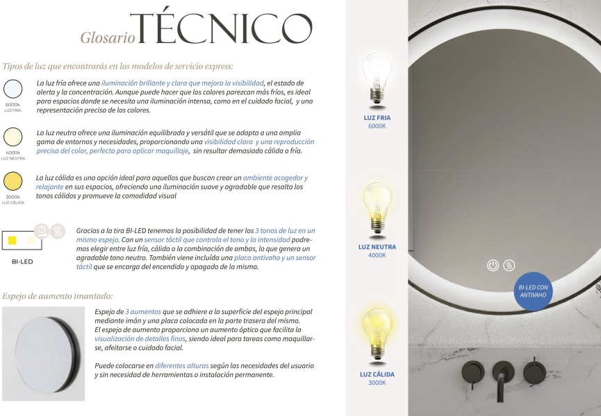 Espejo de baño con luz LED Sun ST Bruntec opción 6