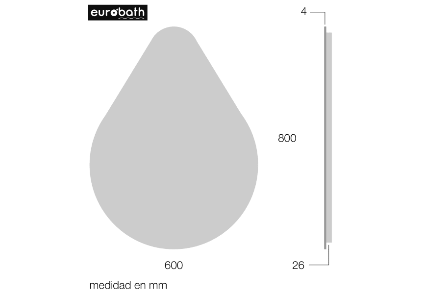 Espejo de baño con luz LED Lluvia de Eurobath croquis 6