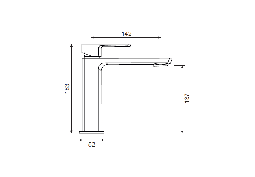 Grifo de lavabo Yanet Lluvibath croquis 3