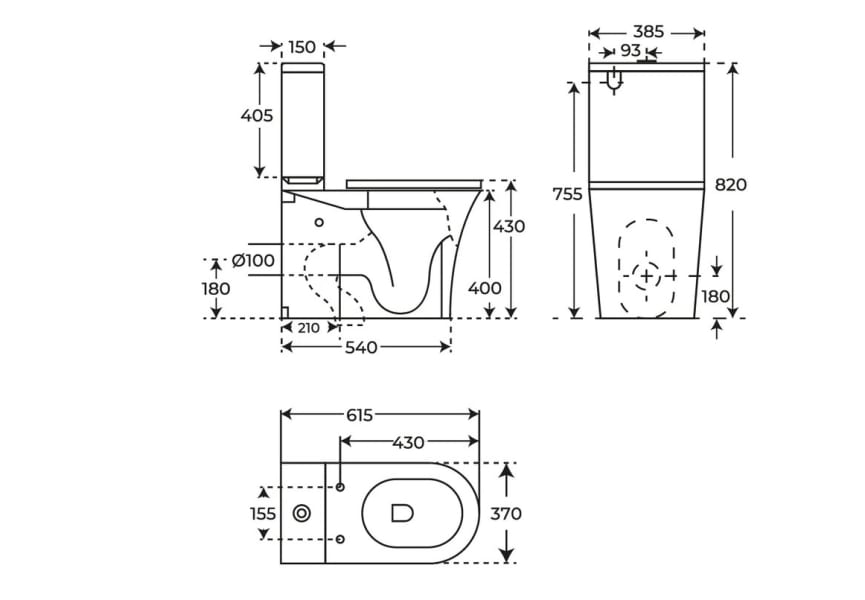 Inodoro compacto Leto Fossil Natura croquis 6
