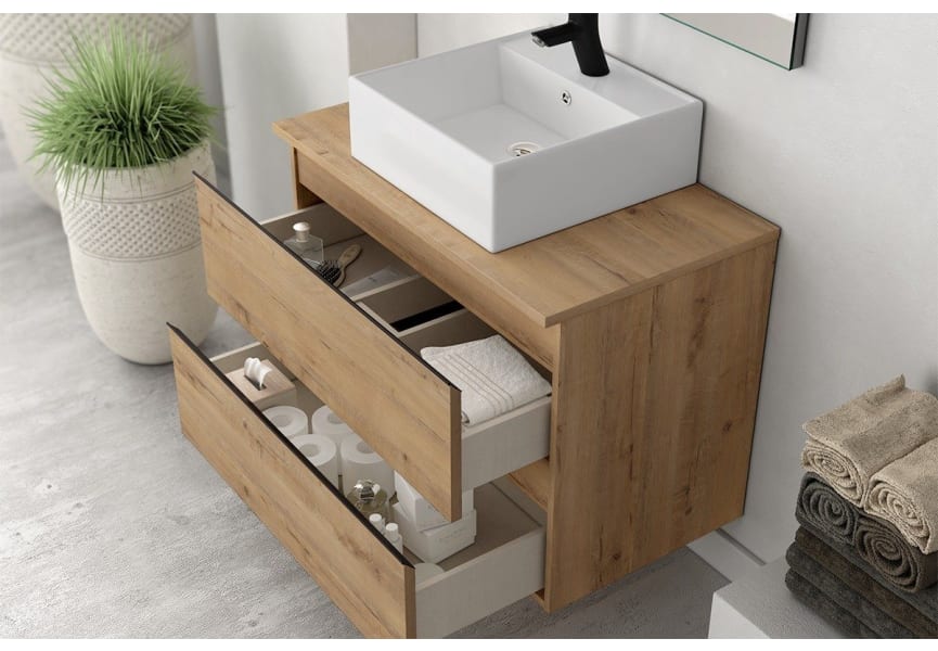 Mueble de baño con encimera de madera Roma Bruntec Detalle 8