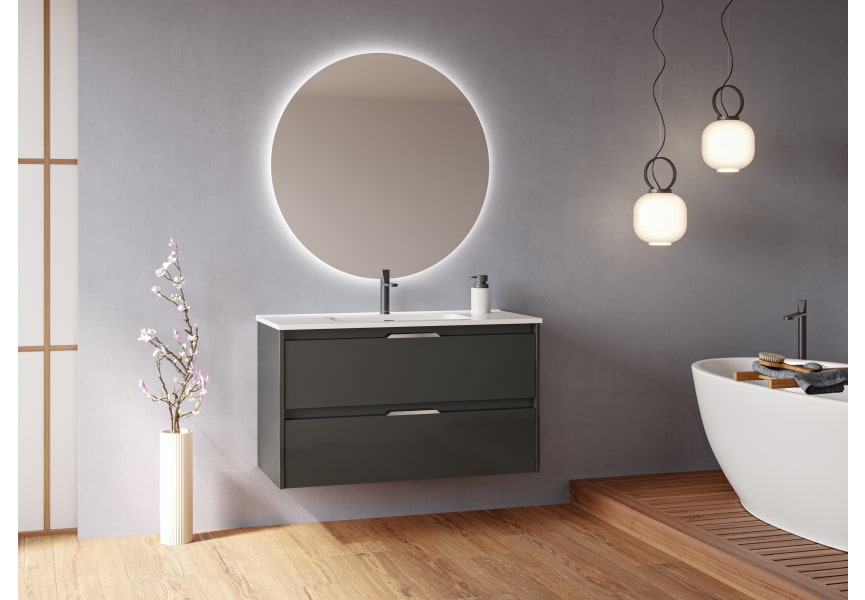 Mueble Baño Suspendido con Lavabo Color Natural y Antracita SHOWER