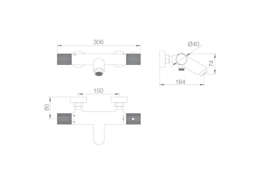 Conjunto de grifo termostático empotrado Block System para bañera 