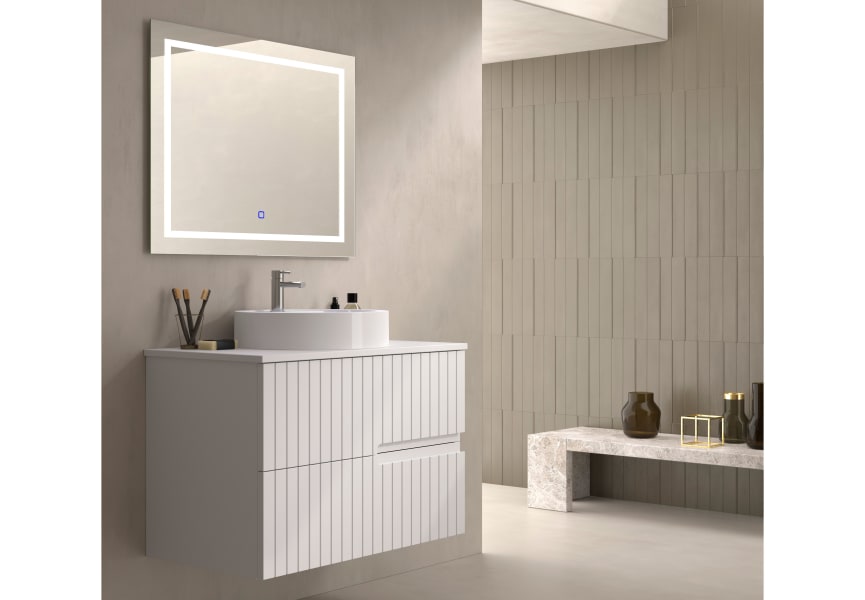 Mueble de baño con encimera piedra compactada blanca Ebi Bruntec colores principal 1