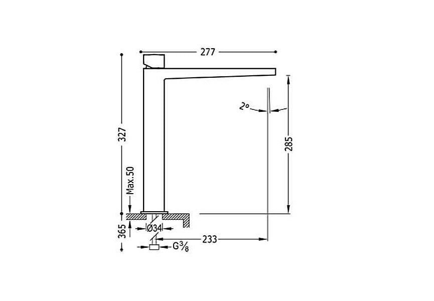 Grifo de lavabo Slim Exclusive Tres croquis 1