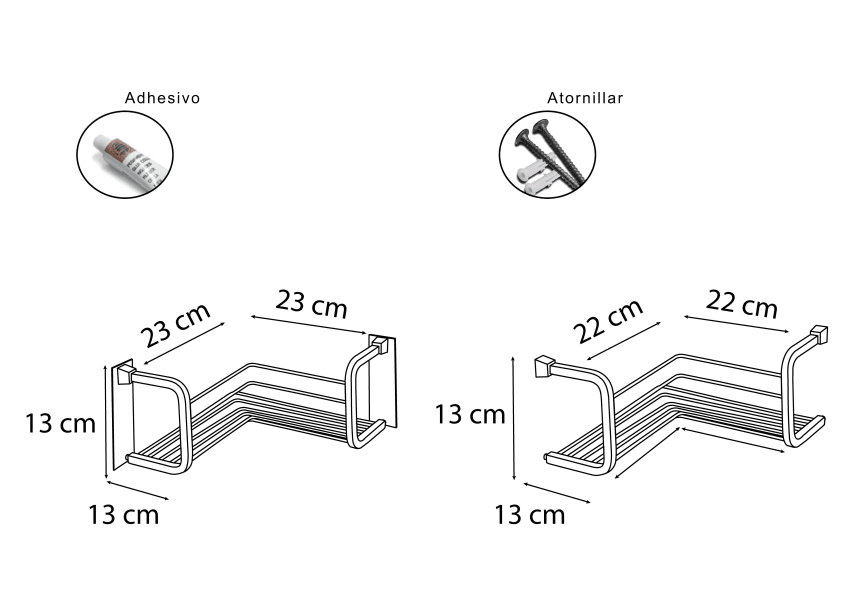Estante para ducha 600 Bruntec croquis 2