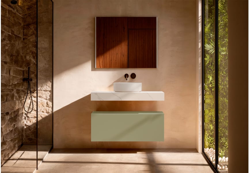 Mueble de baño con encimera HPL resina 10 cm acabado marmoleado Cala con cajonera Nomad Visobath principal 6