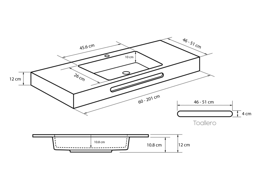 Lavabo suspendido Ideal Bruntec croquis 2