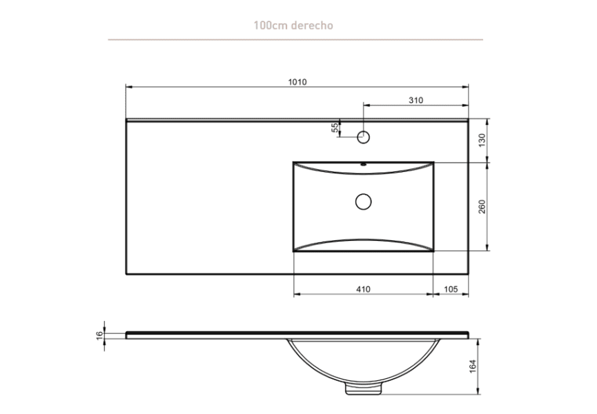 Conjunto mueble de baño Granada Viso Bath croquis 16
