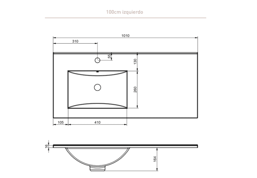 Conjunto mueble de baño Granada Viso Bath croquis 17