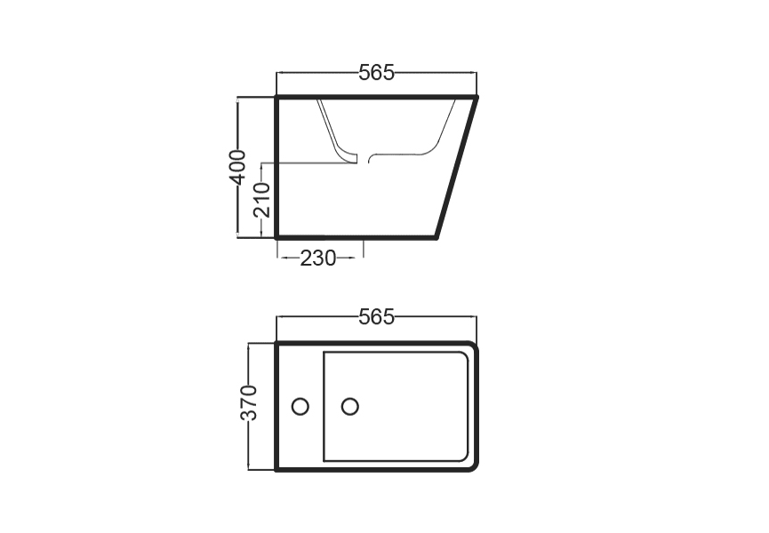 Bidé compacto Square de Bruntec croquis 4