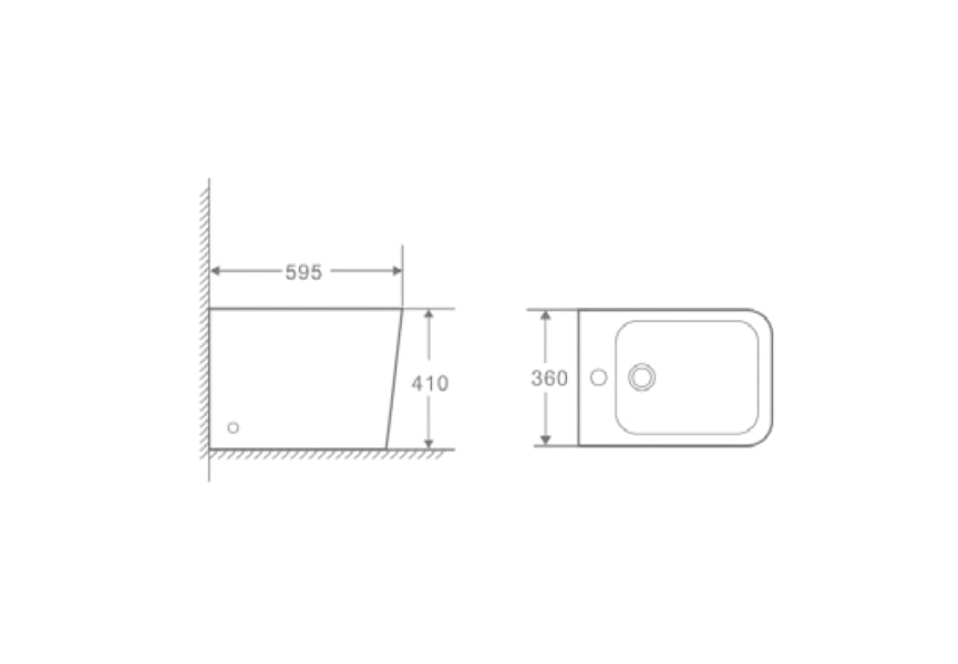 Bidé compacto Square de Bruntec croquis 2