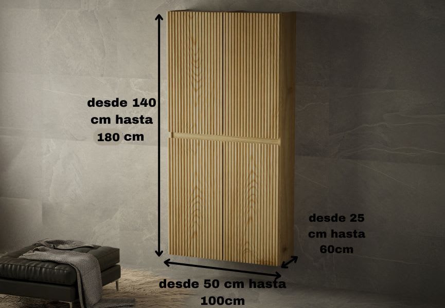 Armario doble 4 puertas madera maciza Alpes Bruntec croquis 5