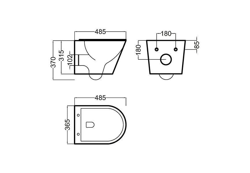 Pack inodoro suspendido + cisterna empotrada Lisboa Bruntec croquis 4