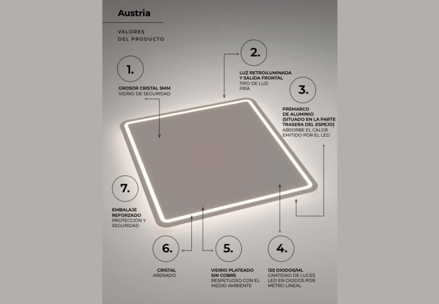 Espejo de baño con luz LED Austria Ledimex detalle 7