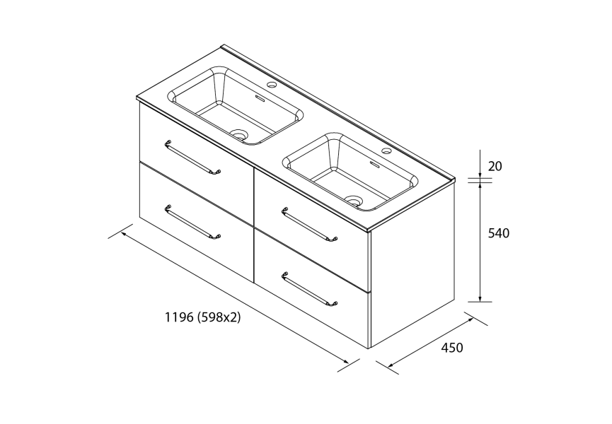 Conjunto mueble de baño Morai Salgar croquis 4