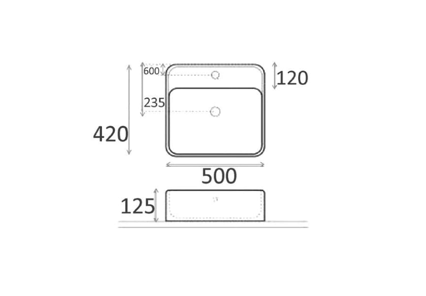 Lavabo sobre encimera Balla Bruntec croquis 1