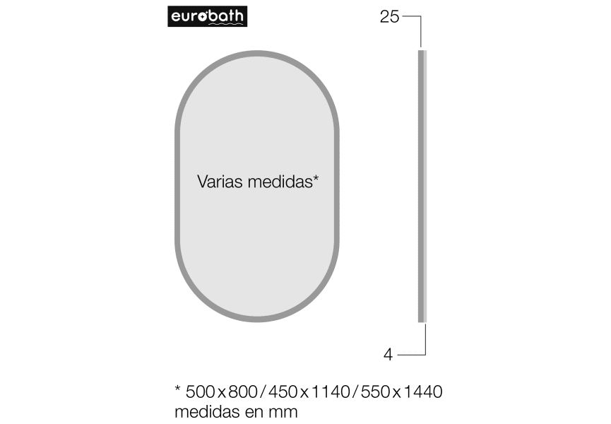 Espejo de baño Cerdeña, Eurobath croquis 13