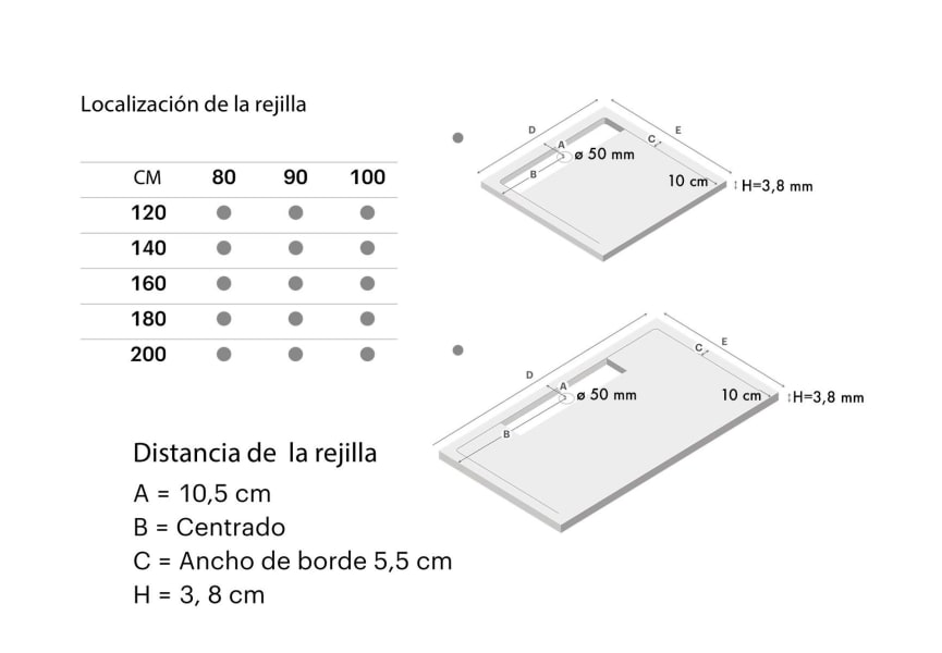 Plato de ducha de resina Canto Lateral Doccia croquis 11