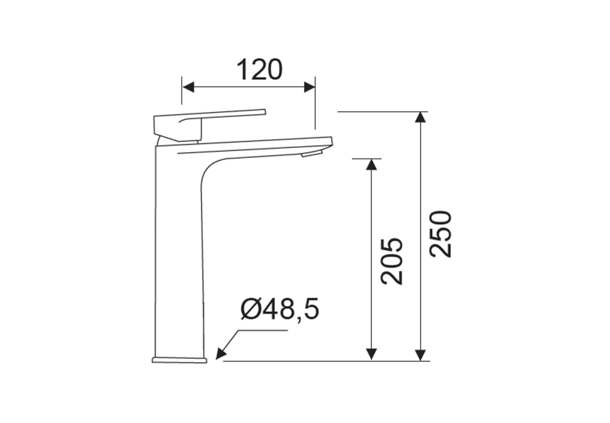 Grifo de lavabo Aura Lluvibath croquis 3