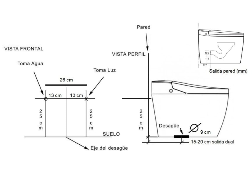 Inodoro japonés inteligente Aldara New Nashi croquis 7