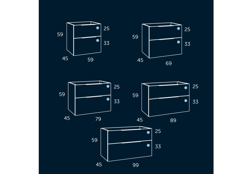 Mueble de baño Galsaky de Coycama croquis 11