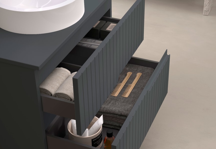Mueble de baño con encimera piedra compactada mismo color del mueble Ebi Bruntec colores detalle 10