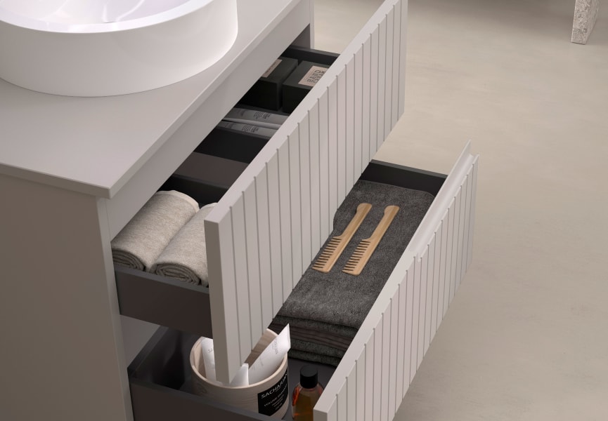 Mueble de baño con encimera piedra compactada mismo color del mueble Ebi Bruntec colores detalle 12