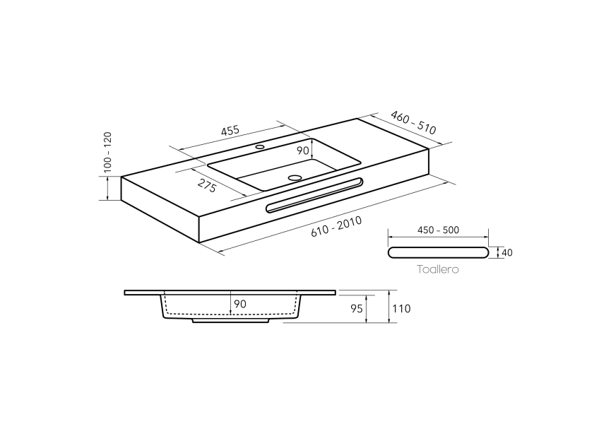 Lavabo suspendido Ideal Bruntec Croquis 1