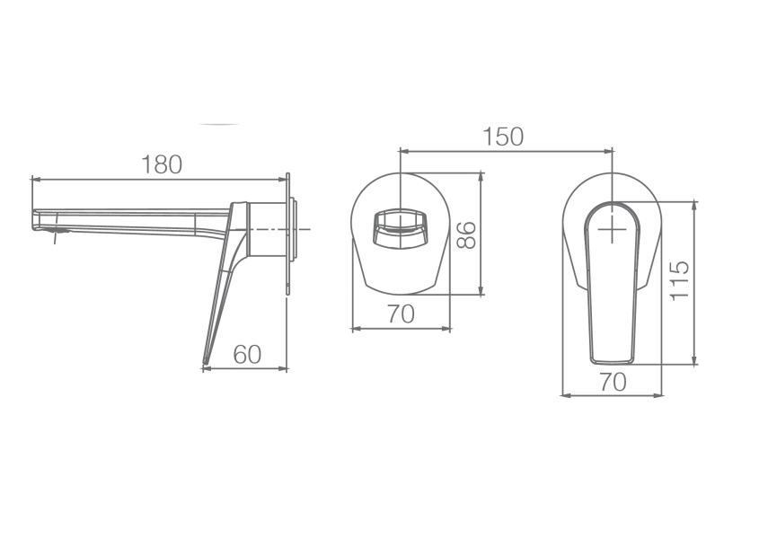 Grifo de lavabo empotrado Delos de Imex croquis 4
