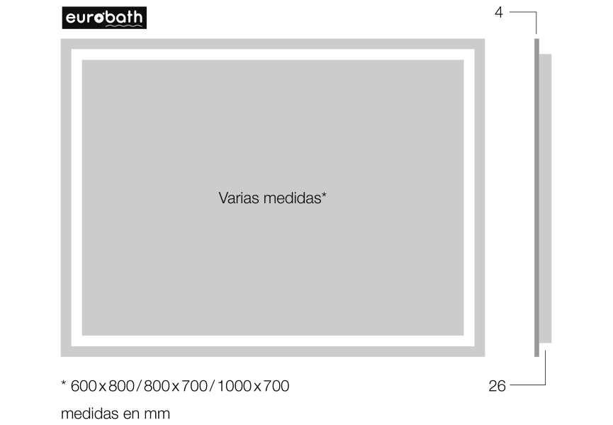 Espejo de baño con luz LED Cíes Eurobath croquis 2