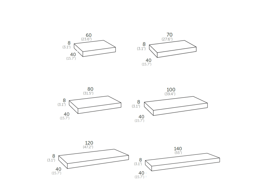 Encimera fondo reducido 40 cm Flow Coycama croquis 2