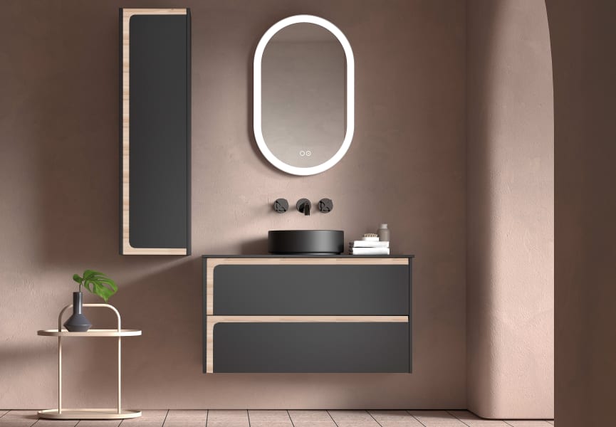 Mueble de baño con encimera de madera Indico Viso principal 1