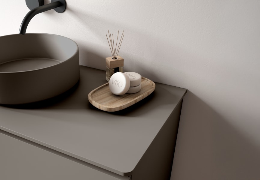 Mueble de baño con encimera de madera Indico Viso detalle 10