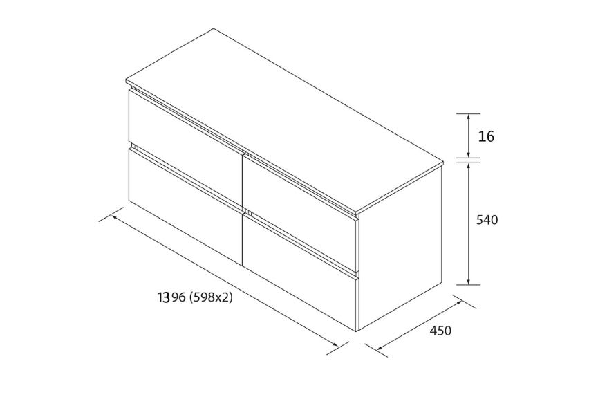 Mueble de baño para lavabo sobre encimera Bequia Salgar croquis 13