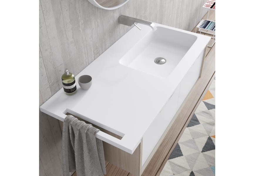 Lavabo Encimera Thin Seno Desplazado para Mueble de Baño